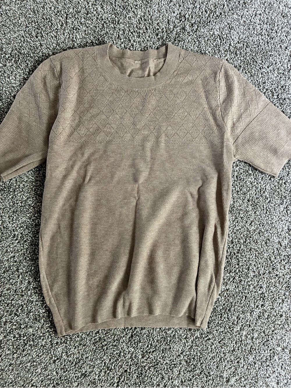 Men's Short-Sleeve Crewneck Sweater in Taupe
